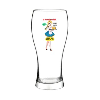 Pahar bere O femeia calda si o bere rece, mix de nota 10, 500 ml Pahar bere O femeia calda si o bere rece, mix de nota 10, 500 ml