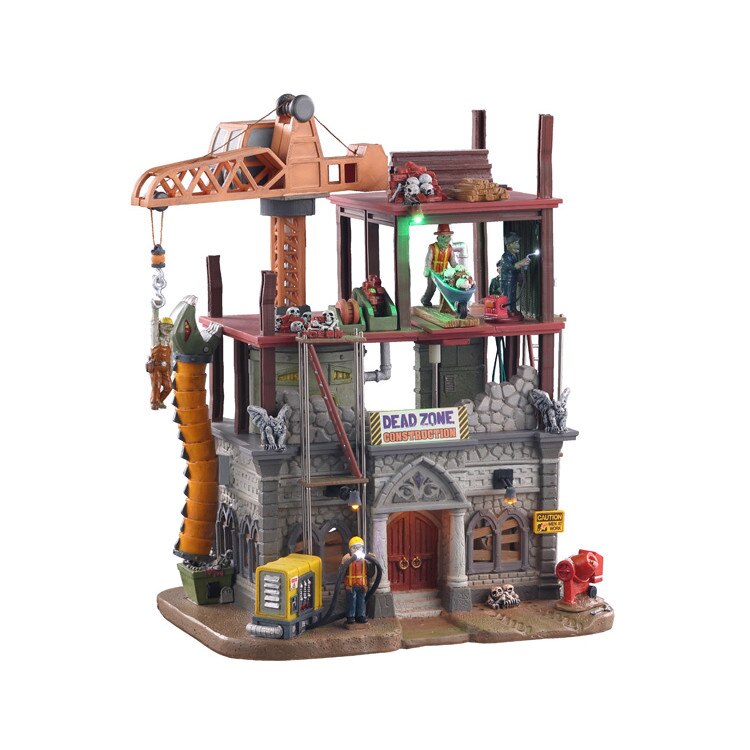 Figurina Halloween Spooky Town Lemax, Santier de Constructie Infricosator, Functie Miscare si Lumini, Adaptor 4.5v Inclus