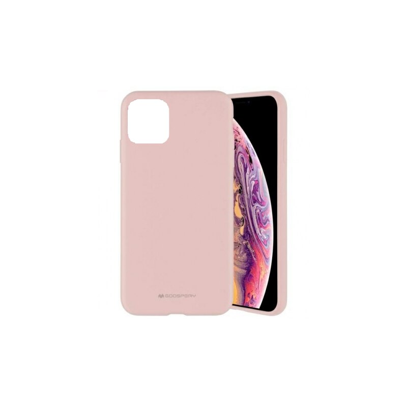 Husa Spate Mercury Goospery Silicone Compatibila Cu iPhone 12 Mini, Interior Alcantara Roz