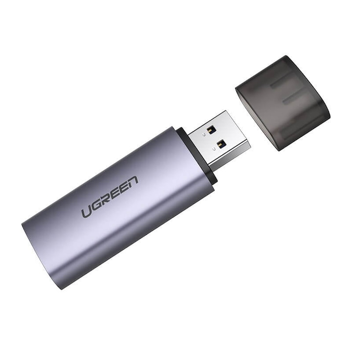 Ugreen 2-in-1 Card Reader microSD, SD USB 3.0 - USB-A четец за SD и microSD карти за компютри и лаптопи (тъмносив)