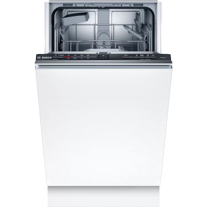 Bosch SRV2HKX39E Teljesen integrálható mosogatógép, Serie2, 9 teríték, E Energiaosztály, LED szimbólumos kijelző, SpeedPerfect +, MachineCare, Fehér