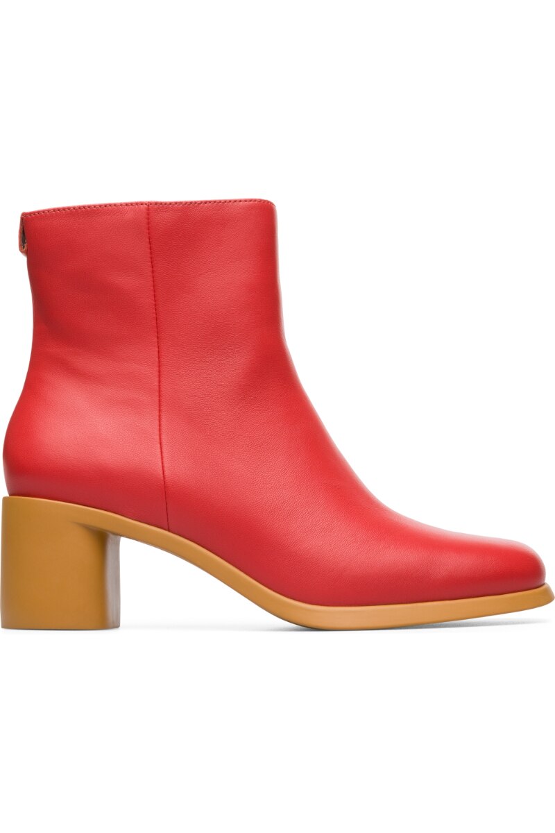 Botine dama, Camper, Meda, Piele naturala, Rosu