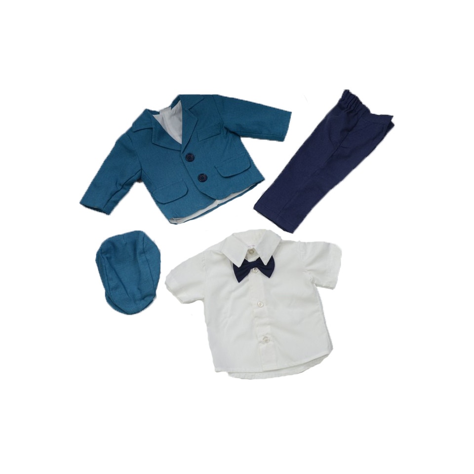 Costum de botez 5 piese pentru baieti Mini Junior CEBN1-0-3-luni, Bleumarin