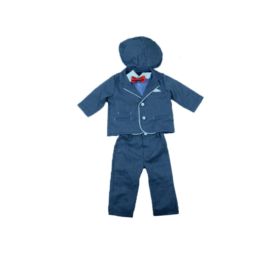 Costum botez 5 piese pentru baieti Baby Colibra 8155062-0-3-luni, Albastru