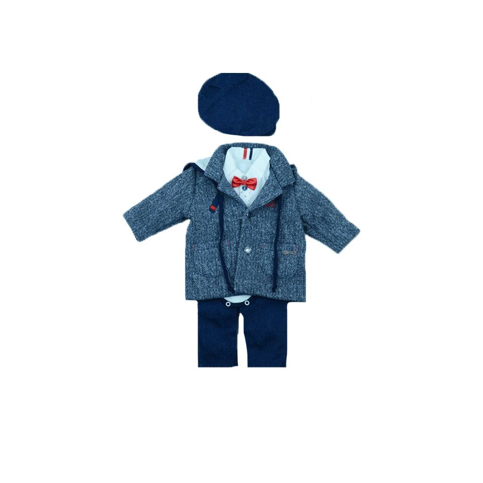 Costum botez 5 piese pentru baieti Baby Colibra 8110062-0-3-luni, Multicolor