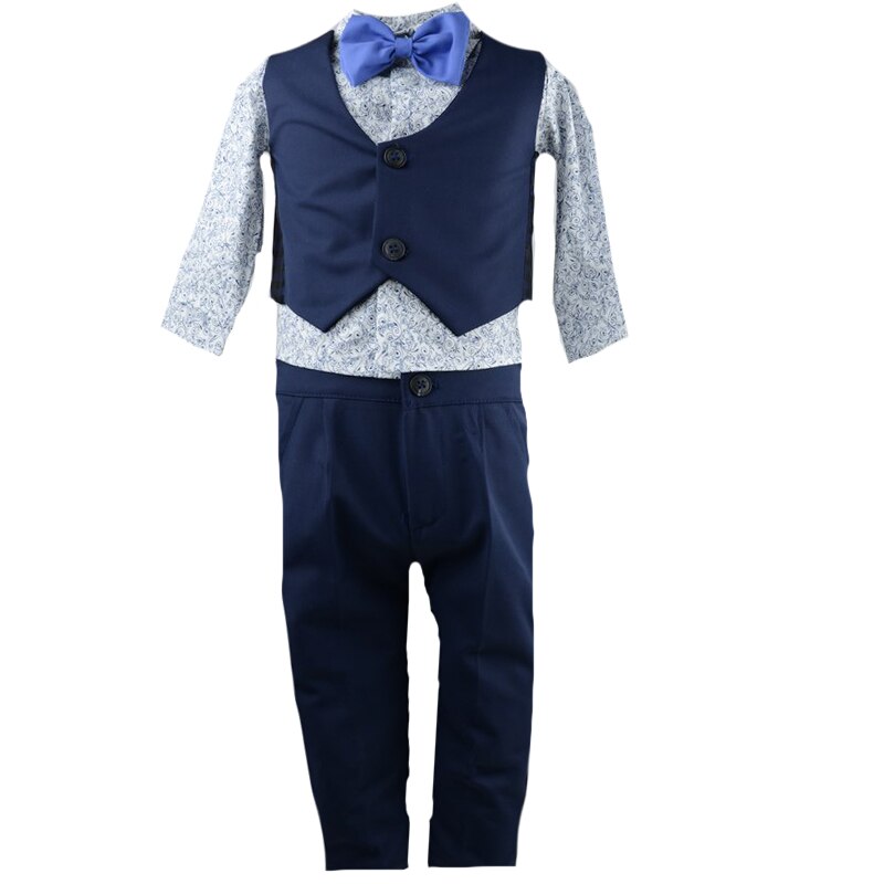 Costum botez 6 piese pentru baieti Mini Junior 03-COS-0-3-luni, Albastru