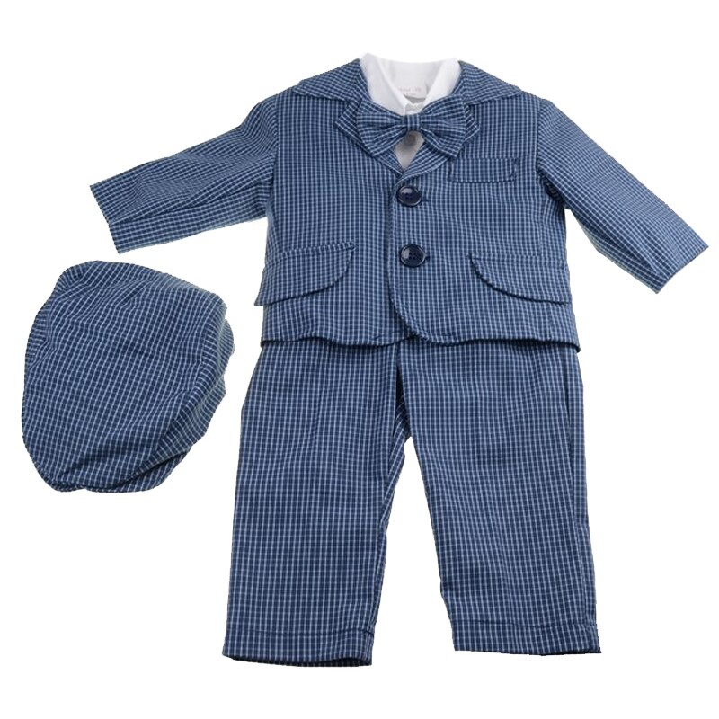 Costum de botez 6 piese pentru baieti Mini Junior CEB-53-0-3-luni, Albastru