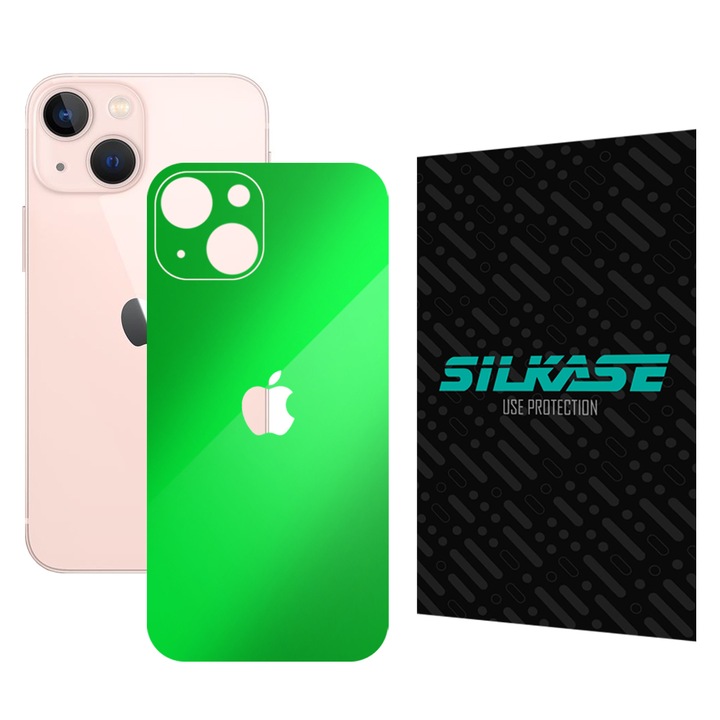 SILKASE Скин фолио за iPhone 13 Mini, неоново зелено, защита на гърба на телефона