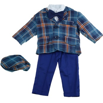 Costum de botez 5 piese pentru baieti Mini Junior CEB-40-0-3-luni, Multicolor Costum de botez 5 piese pentru baieti Mini Junior CEB-40-0-3-luni, Multicolor