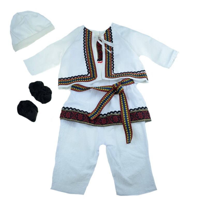 Costum de botez pentru baieti 6 piese Mini Junior CEB-22-0-3-luni, Alb