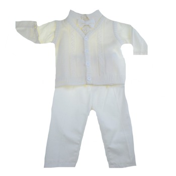 Costum de botez 4 piese pentru baieti Mini Junior CEB-38-0-3-luni, Crem Costum de botez 4 piese pentru baieti Mini Junior CEB-38-0-3-luni, Crem