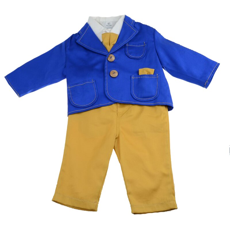 Costum de botez 4 piese pentru baieti Mini Junior CEB-46-0-3-luni, Multicolor