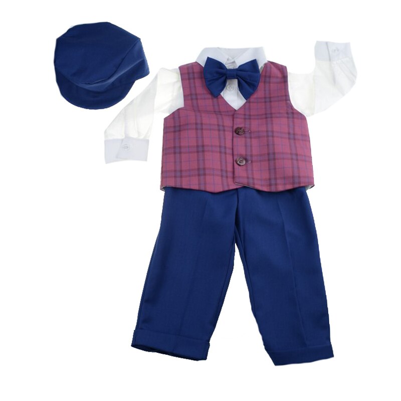 Costum de botez pentru baieti 5 piese Mini Junior CEB-28-0-3-luni, Multicolor