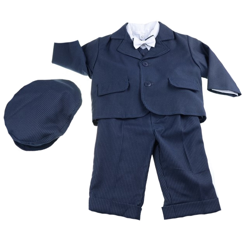 Costum de botez 6 piese pentru baieti Mini Junior CEB-47-0-3-luni, Bleumarin