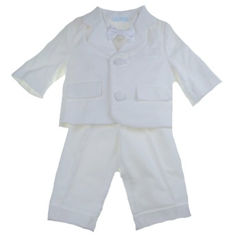 Costum de botez 4 piese pentru baieti Mini Junior CEB-60-0-3-luni, Alb Costum de botez 4 piese pentru baieti Mini Junior CEB-60-0-3-luni, Alb