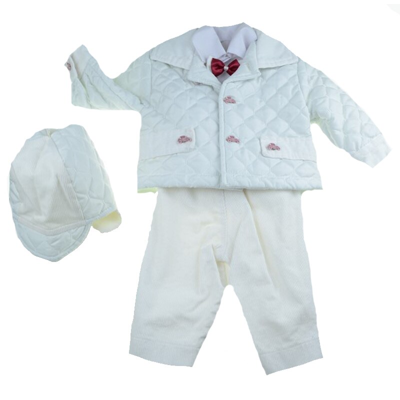 Costum de botez 6 piese pentru baieti Mini Junior CEB-48-0-3-luni, Alb