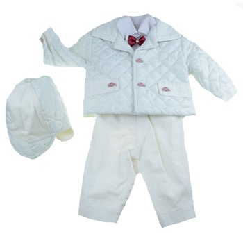 Costum de botez 6 piese pentru baieti Mini Junior CEB-48-0-3-luni, Alb Costum de botez 6 piese pentru baieti Mini Junior CEB-48-0-3-luni, Alb