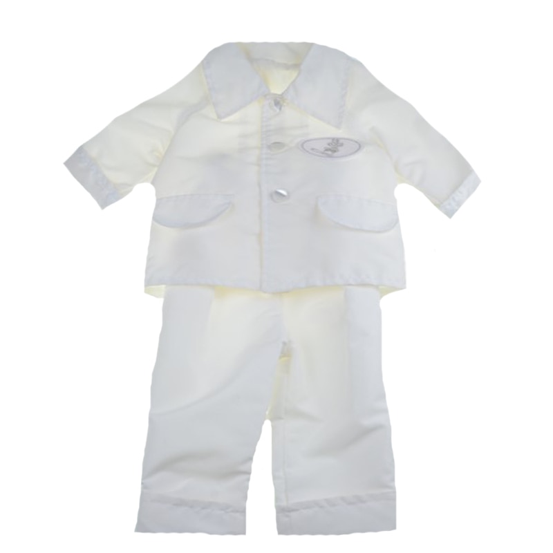 Costum de botez 2 piese pentru baieti Mini Junior CEB-58-0-3-luni, Alb