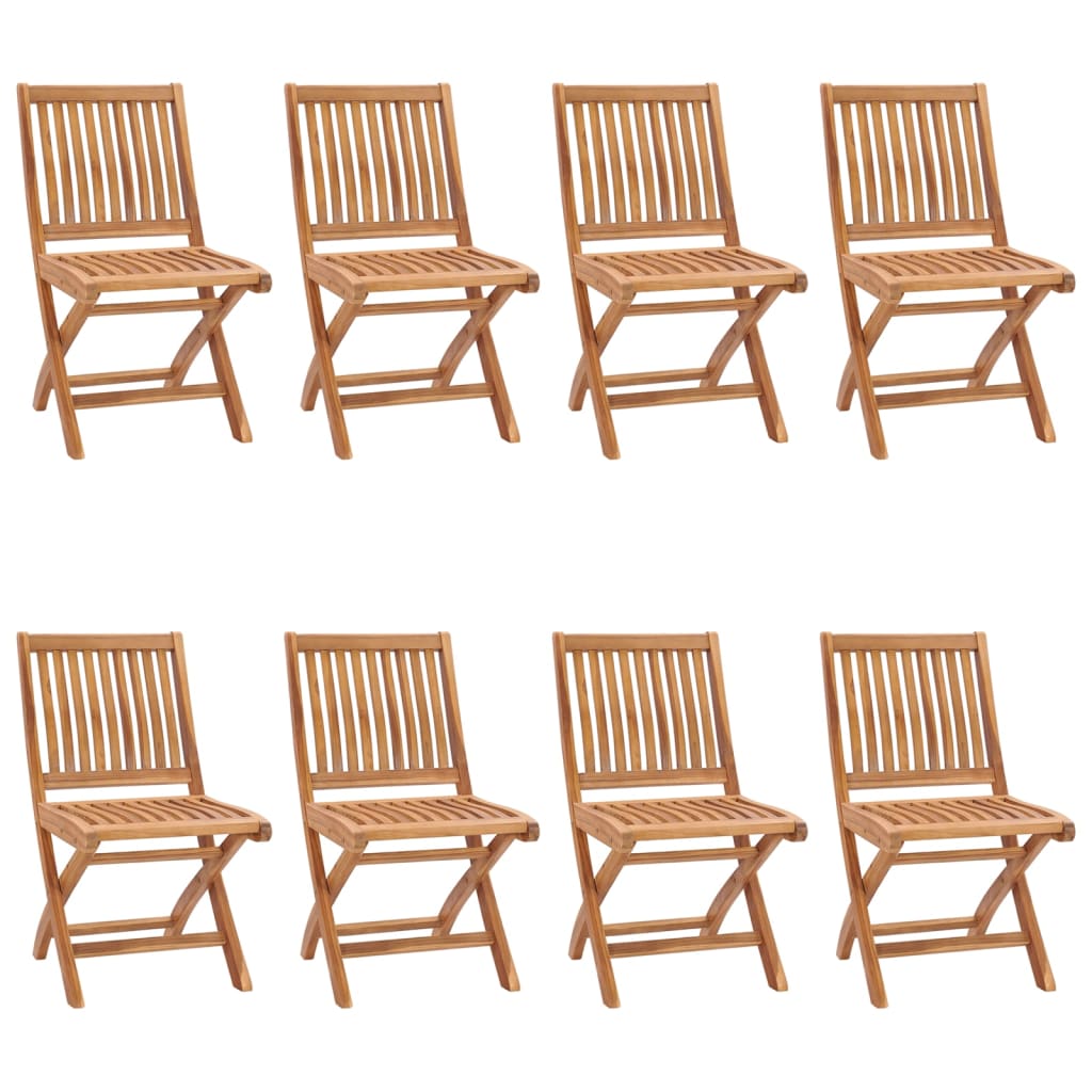 Set 8 scaune pliabile de gradina vidaXL, Lemn tec, 46,5 x 58 x 88 cm, Maro