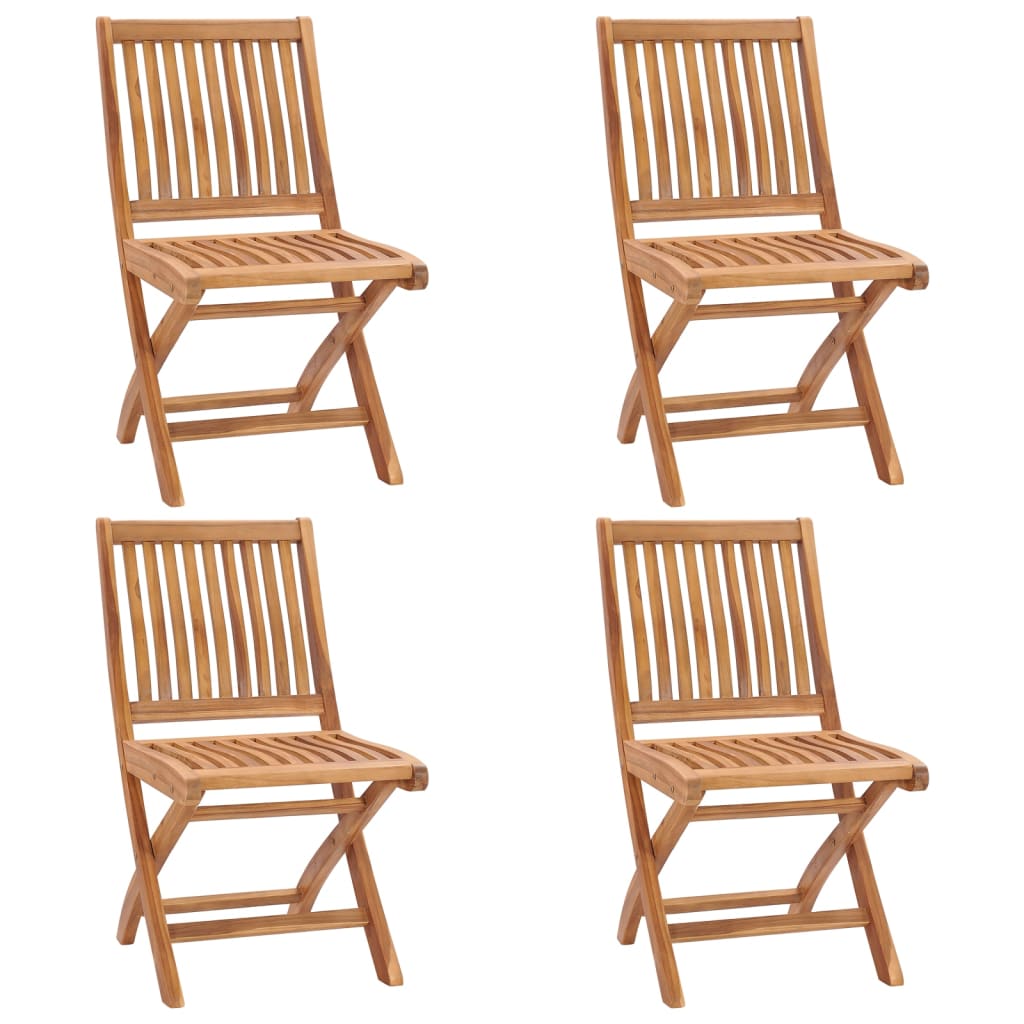 Set 4 scaune pliabile de gradina vidaXL, Lemn tec, 46,5 x 58 x 88 cm, Maro