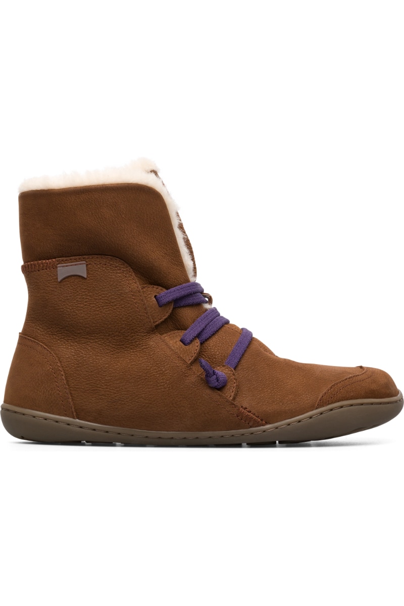 Botine dama, Camper, Peu, Piele naturala, Maro, 37 EU