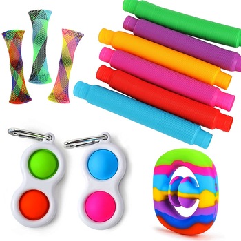 Set 12 Jucarii Zenuk® - Fidget toys, Pop Tubes, Simple Dimple, Breloc, Marble Mesh, Multicolor Set 12 Jucarii Zenuk® - Fidget toys, Pop Tubes, Simple Dimple, Breloc, Marble Mesh, Multicolor