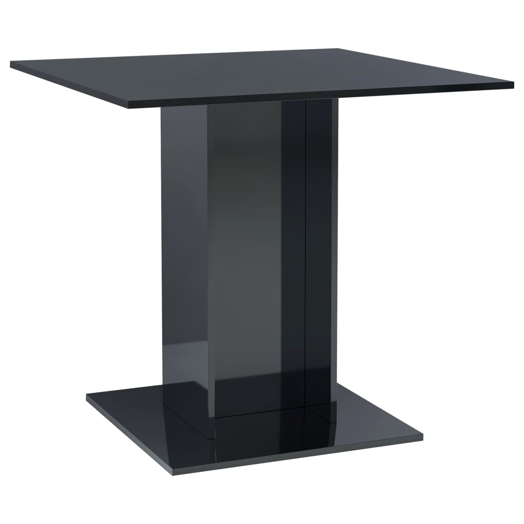 Masa de bucatarie, negru foarte lucios, 80 x 80 x 75 cm, PAL 800259