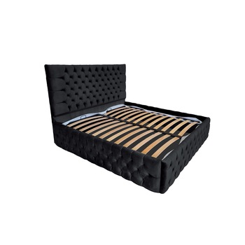Pat Beds Place, cu somiera, Cyntia Premium Velvet Negru 99, 160x200 cm, H 130 cm Pat Beds Place, cu somiera, Cyntia Premium Velvet Negru 99, 160x200 cm, H 130 cm