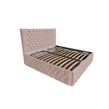 Pat Beds Place, cu somiera, Cyntia Premium Velvet Roz 61, 180x200 cm, H 130 cm Pat Beds Place, cu somiera, Cyntia Premium Velvet Roz 61, 180x200 cm, H 130 cm
