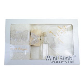 Trusou pentru botez 7 piese Mini Bimbi TBMB-11, Crem 3-6 luni Trusou pentru botez 7 piese Mini Bimbi TBMB-11, Crem 3-6 luni