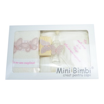 Trusou pentru botez 7 piese Mini Bimbi TBMB-12, Crem 3-6 luni Trusou pentru botez 7 piese Mini Bimbi TBMB-12, Crem 3-6 luni