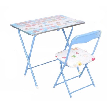 Set birou pliabil cu scaun copii, albastru, 60X40 CM, design litere si culori, buz® Set birou pliabil cu scaun copii, albastru, 60X40 CM, design litere si culori, buz®