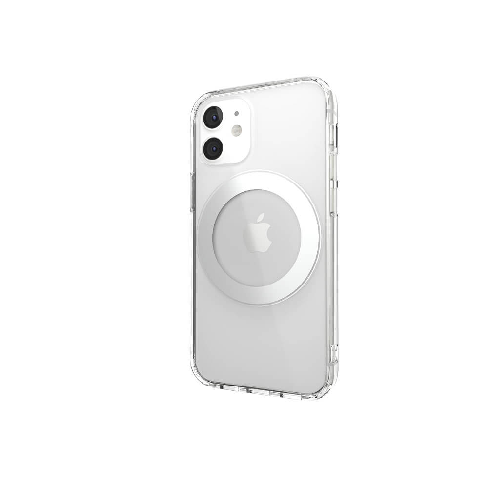 Carcasa hibrida cu conector magnetic incorporat MagSafe pentru iPhone 12, iPhone 12 Pro, SwitchEasy MagCrush, aurie-transparenta