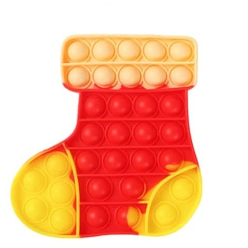 Jucarie antistres din silicon, Flippy, Pop It Now and Flip It, Ciorap Craciun, Rosu/Galben
