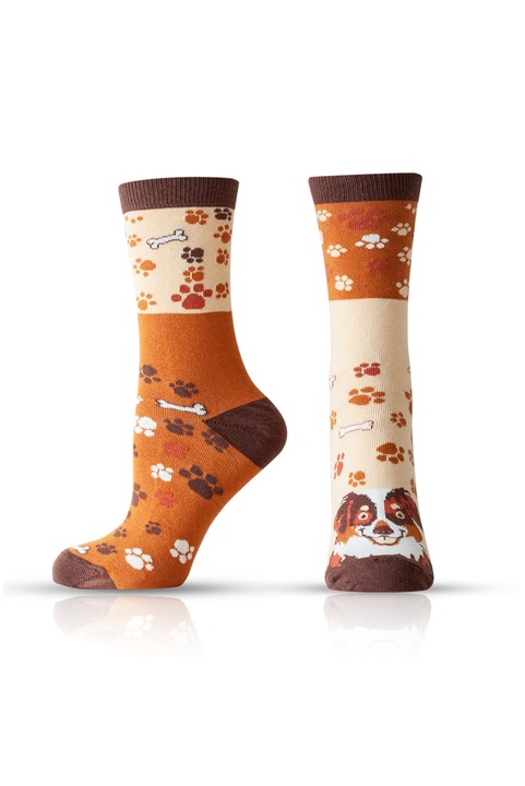 Дамски чорапи Agiva Happy Foottopia, с графичен дизайн, Оранжев, 35-38