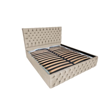 Pat Beds Place, cu somiera, Cyntia Velvet Crem 08, 200x200 cm, H 130 cm Pat Beds Place, cu somiera, Cyntia Velvet Crem 08, 200x200 cm, H 130 cm