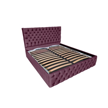Pat Beds Place, cu somiera, Cyntia Velvet Visiniu 68, 140x200 cm, H 130 cm Pat Beds Place, cu somiera, Cyntia Velvet Visiniu 68, 140x200 cm, H 130 cm