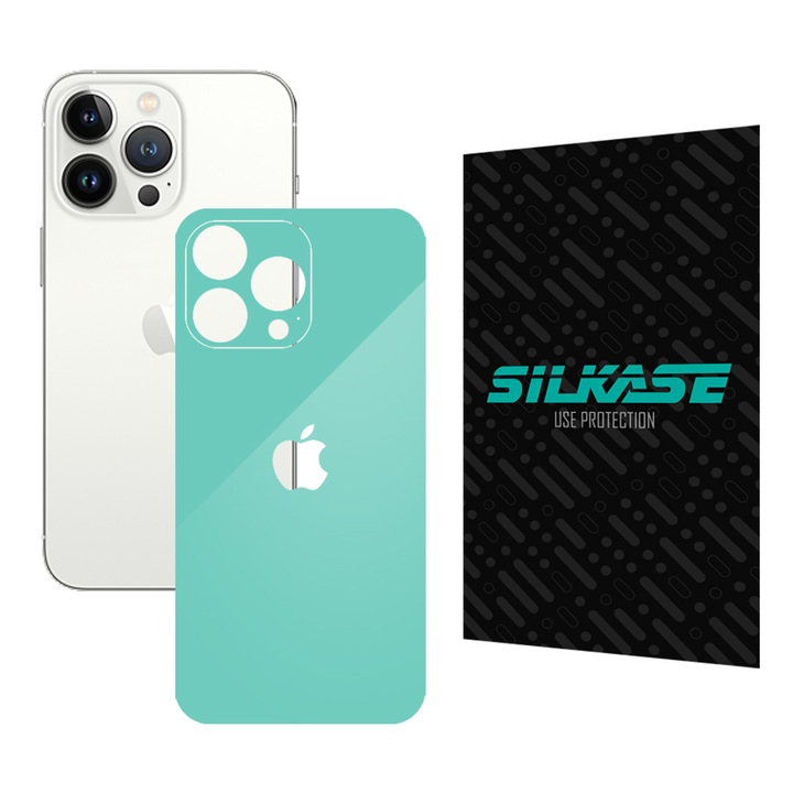 Folie Skin SILKASE pentru iPhone 13 Pro Max, turcoaz lucios, protectie spate telefon