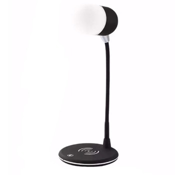 Lampa de birou L4 cu Qi incarcare wireless 5W, Bluetooth, speaker, conectare USB, 30 cm Lampa de birou L4 cu Qi incarcare wireless 5W, Bluetooth, speaker, conectare USB, 30 cm