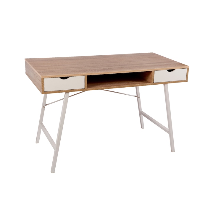 RFG Shape A íróasztal, 120 x 48 x 76 cm, melamin tölgy, fehér fém