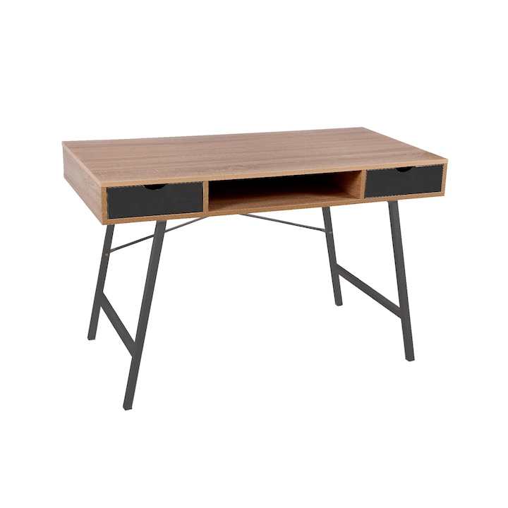 RFG Shape A íróasztal, 120 x 48 x 76 cm, melamin tölgy, fekete fém