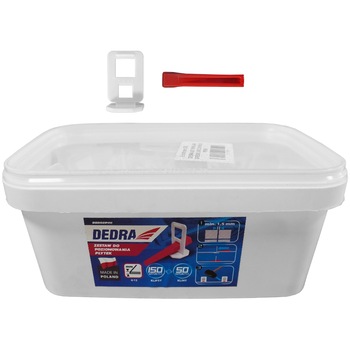 Set sistem nivelare gresie si faianta Dedra DED02P111, 150 clipuri, 50 pene Set sistem nivelare gresie si faianta Dedra DED02P111, 150 clipuri, 50 pene