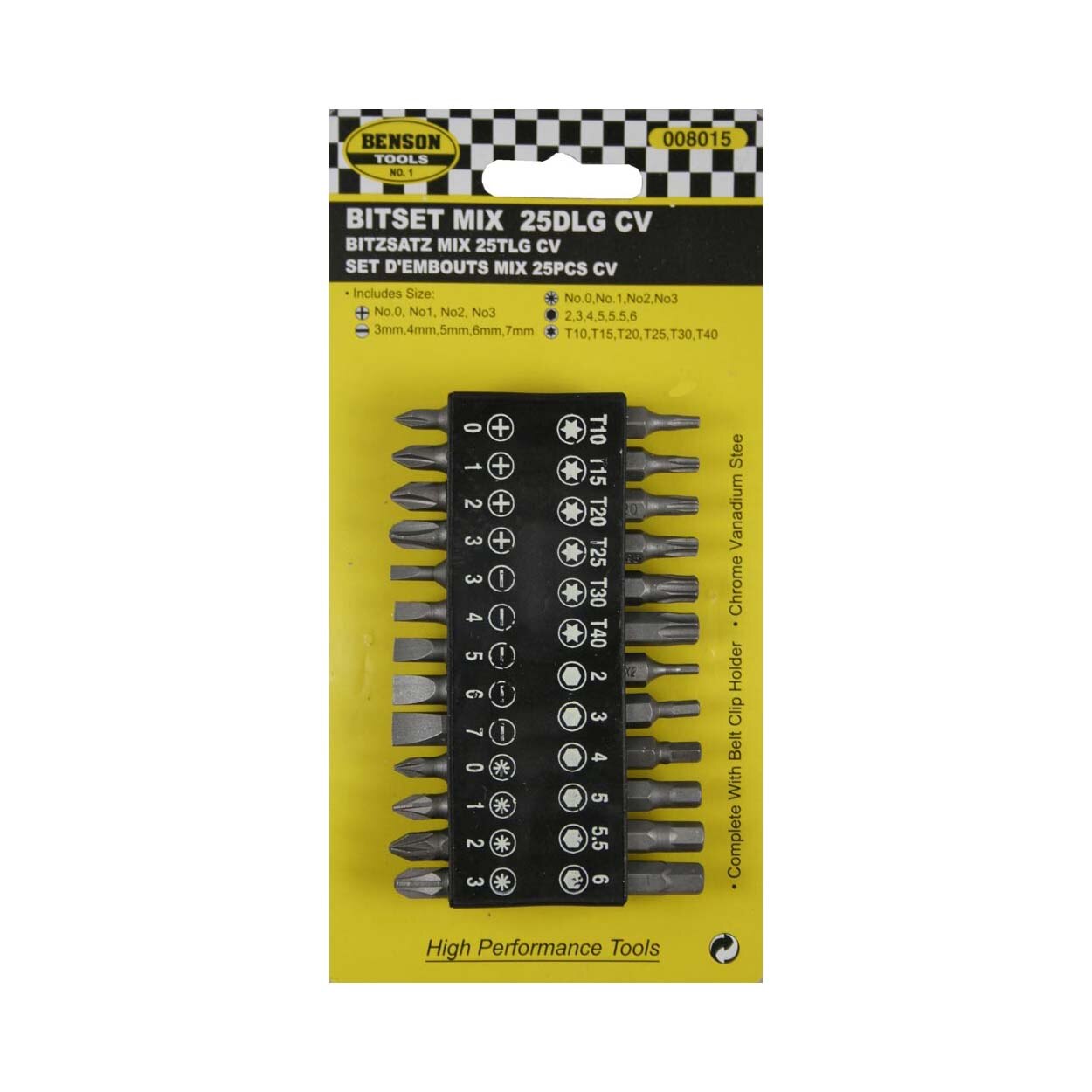 Set 25 piese, Bituri hexagonale Chrome Vanadium, cu suport pentru curea