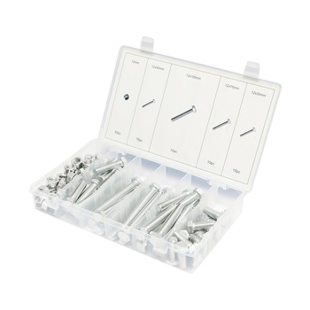 Trusa suruburi M12 cu cap hexagonal si piulite 100 piese Trusa suruburi M12 cu cap hexagonal si piulite 100 piese