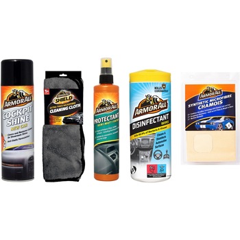 Pachet 5 produse cosmetica auto Armor All : contine laveta microfibra, prosop microfibra extra-gros, spray silicon intretinere bord, spray silicon semi-mat si tub 24 servetele anti-bacteriene Pachet 5 produse cosmetica auto Armor All : contine laveta microfibra, prosop microfibra extra-gros, spray silicon intretinere bord, spray silicon semi-mat si tub 24 servetele anti-bacteriene