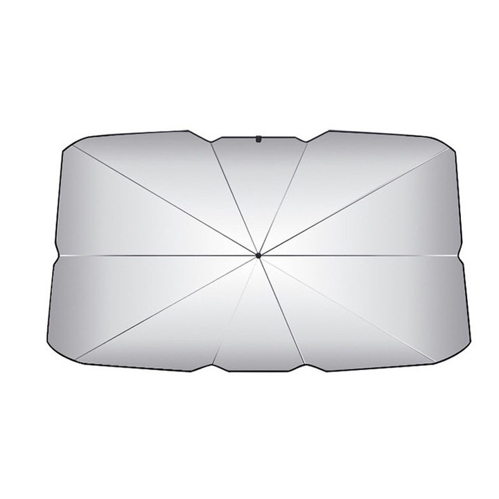 Zggzerg Összecsukható szélvédő napellenző, autóhoz, esernyő formájú, 140 x 79 cm, UV álló, fekete/ezüst