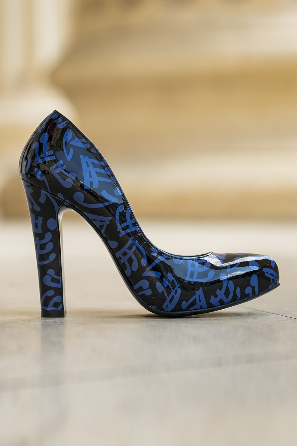 CONDUR by alexandru, Pantofi de piele cu toc inalt, Negru/Albastru