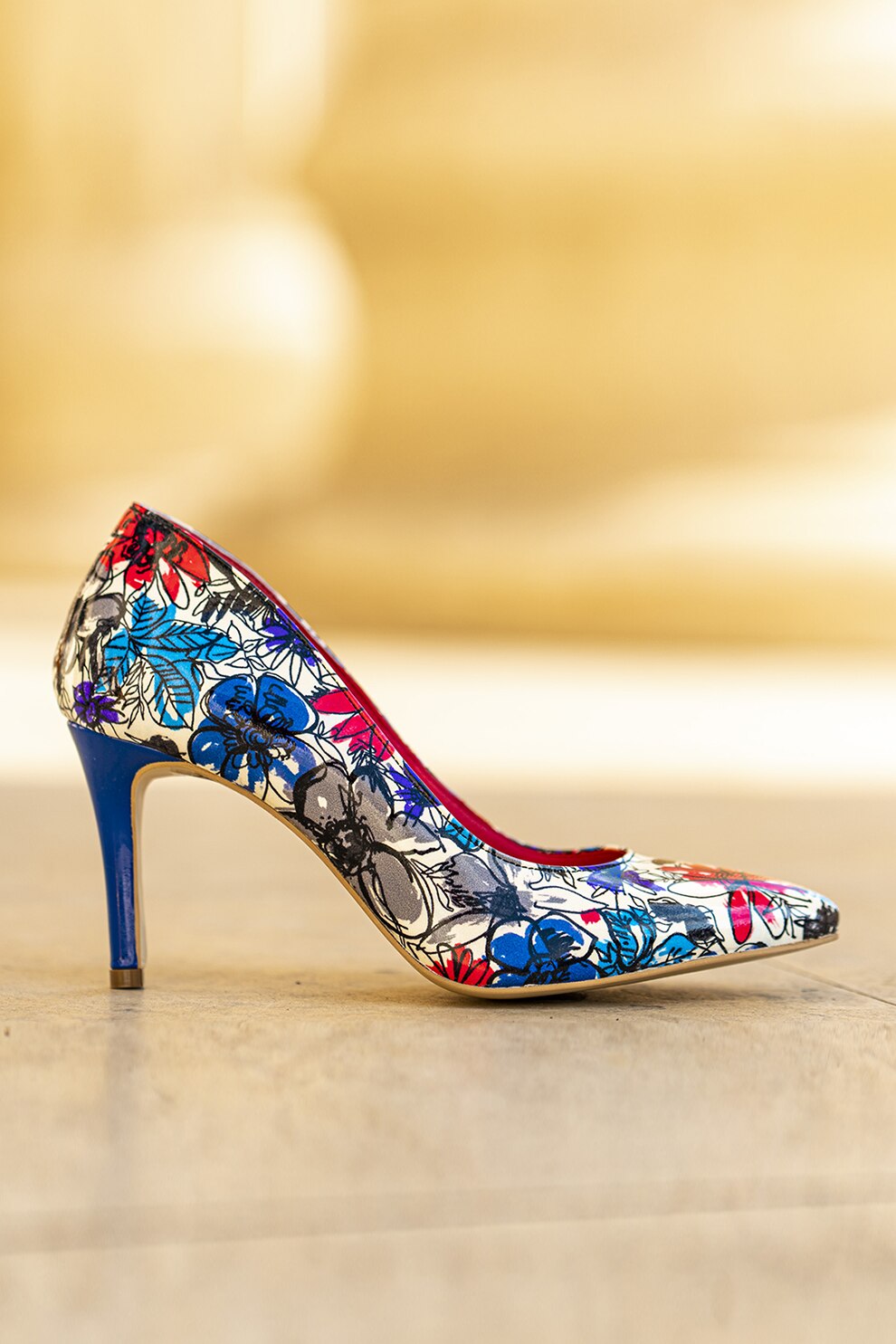 CONDUR by alexandru, Pantofi de piele cu toc inalt, Alb/Negru/Rosu