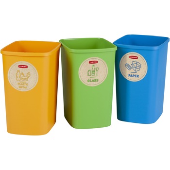 Set 3 cosuri de gunoi fara capac capacitate Curver Eco Friendly, 9L, plastic, 23x18.5x36 cm, mix 3 culori pentru reciclarea deseurilor Set 3 cosuri de gunoi fara capac capacitate Curver Eco Friendly, 9L, plastic, 23x18.5x36 cm, mix 3 culori pentru reciclarea deseurilor