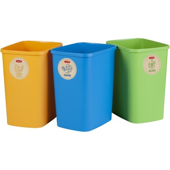 Set 3 cosuri pentru gunoi fara capac capacitate Curver Eco Friendly, 25L, plastic, 32.5x25x49cm, mix 3 culori pentru reciclarea deseurilor Set 3 cosuri pentru gunoi fara capac capacitate Curver Eco Friendly, 25L, plastic, 32.5x25x49cm, mix 3 culori pentru reciclarea deseurilor